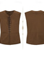 voordelige Gilets-Voor heren Vest Buiten Dagelijks Vintage Lente Herfst Veters Polyester Comfortabel Effen V-hals Normale pasvorm Donker Bruin Zwart Rood Licht Bruin Hesje