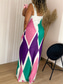 preiswerte Streifen- und geometrische Kleider-Damen Maxikleid Etui-Kleid Unterkleid Urlaub Lässig Boho Outdoor Ausgehen Normale Passform Geometrisch Ärmellos Spaghettiträger Gelb Wein Purpur Grün Sommer