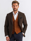 olcso tweed blézer-Férfi Tweed blézer Bevágás gallér Retro Iroda Halszálkás Blazer Barna Lóhere Stétszürke Standard Egysoros kétgombos