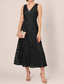 cheap Tea Length-A-Line Mother of the Bride Dress Elegant Simple Minimalist V Neck Floor Length Lace Tulle Sleeveless with Ribbon Embroidered Appliques