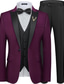 cheap Dinner Party-Men&#039;s Wedding Party Suits Homecoming Suits Tuxedos Burgundy Grape Fashion Formal Solid Colored Standard Fit 3 Piece Single Breasted Two-buttons