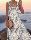 baratos Vestidos Boho-Mulheres Vestido Longo Vestido A Line Vestido ombro a ombro Férias Casual Estilo Praia Festa Normal Floral Gráfico Estampado Cashemere Sem Manga Decote Quadrado Verde Verão Primavera