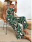 cheap Floral Jumpsuit-Women&#039;s Normal Jumpsuit Active Floral Sleeveless V Neck Backless High Waist Vacation Daily Regular Fit Green Summer