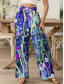 cheap Wide Leg &amp; High Waisted-Women&#039;s Wide Leg Chinos Baggy Pants Vacation Vintage Fashion Full Length High Waist Graphic Abstract Printing Breathable Soft Micro-elastic Formal Outdoor Vacation carmine Robin&#039;s Egg Blue Yellow