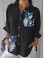 cheap Animals Tops-Women&#039;s Shirt Animal Vintage Tropical Daily Long Sleeve Shirt Collar Regular Tops Daily Holiday Going out Print Black White Blue Summer Spring