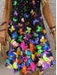 baratos Animais Vestidos-Mulheres Minivestido Vestido casual Vestidos Para o Verão Vestido A Line Vestido ombro a ombro Férias Casual Feriado Praia Normal Âmbar Gráfico Borboleta Sem Manga Gola Redonda Scoop pescoço