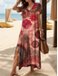 tanie Sukienki boho-Damskie Sukienka midi Codzienne sukienki Sukienka letnia Sukienka A line Letnie sukienki Bohema Urlop Codzienny Plaża Luźna Graficzny Boho Paisley Damask Krótki rękaw W serek Żółty Czerwony Niebieski