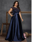 cheap BLUE-A-Line Plus Size Dresses Elegant Curve Dress Formal Wedding Floor Length Sleeveless Crew Neck Satin with Pleats 2025