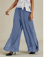 cheap Women&#039;s Dress Pants-Women&#039;s Culottes Wide Leg Straight-Leg Trousers Elegant Stylish Classic Style Full Length Medium Waist Solid Color Elastic Waist Stretchy Wedding Vacation Party Dusty Blue Spring, Fall, Winter, Summer