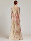 cheap Floor Length-Floral Embroidered A-Line Mother of the Bride Dress Formal Elegant Vintage Illusion Neck Floor Length Tulle Half Sleeve with Appliques Flower