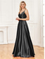 cheap Semi-formal / Cocktail-A-Line Quinceanera Dresses Elegant Dress Formal Wedding Floor Length Sleeveless Spaghetti Strap Satin with Pleats Slit