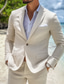 cheap Beach Suits-Men&#039;s Linen Suits Summer Wedding Casual Beige Daily Lightweight Suits Solid Colored Standard Fit 2 Piece Single Breasted One-button