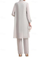 abordables Costumes-pantalons pour maman-Ensemble pantalon combinaison 3 pièces robe de mariée invité au mariage longueur de sol robe mère de la mariée sans manches manches longues décolleté bateau élégante vintage simple formelle invité au