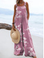 billiga semester jumpsuit-Dam Jumpsuits Aktiv Blommig Ärmlös Brett skaft Semester Gata Lös passning Rodnande Rosa Blå Purpur Sommar