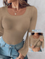 cheap Plain tee-Women&#039;s Shirt Solid Color Stylish Casual Long Sleeve Crew Neck Regular Tops Daily Black Red Green Khaki Gray Summer Spring