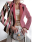 cheap Blazers &amp; Suits-Women&#039;s Blazer Comfortable Breathable Print Casual Geometric Office Street Casual Daily Wear Open Front Regular Notch Lapel Regular Fit Long Sleeve Outerwear White Pink Blue Spring Fall