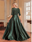 cheap BLACK-A-Line Quinceanera Dresses Elegant Dress Formal Wedding Floor Length Long Sleeve V Neck Polyester with Sequin 2025