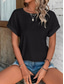 cheap Plain tee-Women&#039;s T Shirt Plain Fashion Stylish Classic Short Sleeve Crew Neck Regular Tops Daily Weekend Eyelet Black White Pink Blue Summer