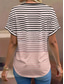 baratos Camiseta listrada e geométrica-Mulheres Camiseta Gráfico Geométrica Listrado à moda Moderno Casual Manga Curta Decote V Tops regulares Diário Imprimir Rosa Azul Roxo Verde Verão Primavera