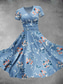 preiswerte Blumenkleid-Damen Midikleid Shiftkleid Sommerkleid Urlaub Lässig Täglich Normale Passform Blumen Grafik Kurzarm V Ausschnitt Hellgrün Blau Grün Beige Sommer Frühling