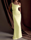cheap BLUE-Blue Mermaid / Trumpet Evening Gown Elegant Dress Formal Semi Formal Wedding Floor Length Sleeveless One Shoulder Off Shoulder Satin with Drapes 2025