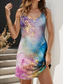 preiswerte Kunst &amp; Design Kleider-Damen Minikleid A Linie Kleid Schulterfreies Kleid Urlaub Lässig Täglich Lässiger Schnitt Ombre Grafik Abstrakt Ärmellos U-Ausschnitt Rosa Blau Grün Sommer