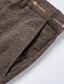 cheap Formal Suits-Men&#039;s Wool Tweed Suits Wedding Business Herringbone Suits Brown Grey Retro Formal Tailored Fit 3 Piece Single Breasted Two-buttons