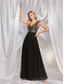 cheap BLACK-A-Line Quinceanera Dresses Elegant Dress Formal Wedding Floor Length Sleeveless V Neck Chiffon V Back with Pleats 2025