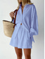 abordables Ensembles-Femmes Mode Streetwear Quotidien Ensembles de Shorts manche longue Col de chemise Couleur Unie Occasionnel Quotidien Tenue quotidienne Blanche Rose Claire Bleu Été Coupe Ample