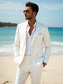 cheap Casual Suits-Men&#039;s Wedding Casual Suits White Daily Street Style Solid Colored Standard Fit 2 Piece Single Breasted Two-buttons