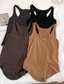 cheap Plain Tank Top-Women&#039;s Camisole Tank Top Solid Color Daily Stylish Casual Sleeveless Scoop Neck Regular Tops Daily Backless Black Light Brown Brown Summer
