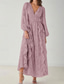 cheap Floor Length-A-Line Mother of the Bride Dress Elegant Simple Minimalist V Neck Wedding Guest Dress Floor Length Floral Chiffon Lace Long Sleeve with Ruched Cascading Ruffles