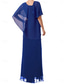 cheap Floor Length-A-Line Mother of the Bride Dress Elegant Simple Square Neck Ankle Length Chiffon Short Sleeve with Solid Color
