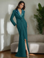 cheap Floor Length-Tuxedo Dress Mother of the Bride Dress Elegant Blazer Dress Simple Minimalist V Neck Satin Lapel Floor Length Crepe Stretch Fabric Long Sleeve with Twist Detail