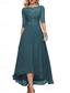 billige Gulvlengde-A-Linje Brudens Mor Klær Formell Bryllupsgjest Elegant Crew Neck Gulvlengde Chiffon Halv Erme med Ensfarget