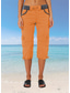 cheap Pants-Women&#039;s Cargo Pants Vacation Fashion Streetwear Calf-Length High Waist Plain Pocket Comfy Soft Comfortable Micro-elastic Outdoor Street Yellow-Brown Black White Orange Summer Regular Fit