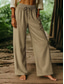 abordables Pantalon uni en coton et lin-Femmes Pantalon sarouel Vacances ancien Style Ethnique Longueur complète Taille haute Uni Confortable Respirabilité Doux Micro-Élastique Formel Vacances Rue Noir Blanche Kaki Beige Été Printemps