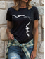 ieftine Tricou cu animale-Pentru femei Tricou Imprimeu Grafic Animal Pisica Epocă Stilat Clasic Manșon scurt Stil Nautic Rotund Topuri obișnuite Zilnic Sfârșit de săptămână Negru Vară Primăvară