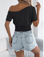 cheap Solid Colors-Women&#039;s Tank Top Solid Color Daily Casual Short Sleeve Cold Shoulder Regular Tops Daily Beach Wear Black White Fuchsia Orange Khaki Summer Spring