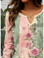 abordables T-shirt Boho-Femmes T-shirt Fleuri Graphique Plantes ancien Élégant Classique manche longue Col en V Encolure en V Hauts Réguliers Quotidien Imprimé Kaki Rose Bleu clair Printemps Automne