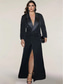 cheap Floor Length-Blazer Dress Mermaid / Trumpet Evening Gown Elegant Dress Pinstripe Tuxedo Dress Zipper Up Wedding Guest Formal Floor Length Long Sleeve Peak lapel collar Satin with Pocket