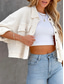 abordables Chaquetas camiseras-Mujer Chaqueta casual Cómodo Transpirable Bolsillo Botones Casual Plano Vacaciones Calle Casual Ropa Cotidiana Botonadura Simple Corto Cuello Vuelto Ajuste regular Manga Larga Ropa de calle Negro