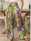 cheap Wide Leg &amp; High Waisted-Women&#039;s Wide Leg Chinos Baggy Pants Vacation Vintage Fashion Full Length High Waist Graphic Abstract Printing Breathable Soft Micro-elastic Formal Outdoor Vacation carmine Robin&#039;s Egg Blue Yellow
