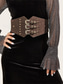 ieftine Centura de dama-Curea elastică lată pentru femei cu catarame vintage triple – centură gotică din piele ecologică pentru corset, pentru rochii și costume