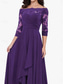 cheap Floor Length-A-Line Mother of the Bride Dress Elegant Simple Off Shoulder Floor Length Chiffon 3/4 Length Sleeve with Solid Color