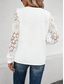 cheap Lace Tops-Women&#039;s Shirt Solid Color Elegant Stylish Basic Long Sleeve V Neck Regular Tops Daily Lace Patchwork White Summer Spring