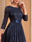cheap BLUE-A-Line Quinceanera Dresses Elegant Dress Formal Wedding Floor Length 3/4 Length Sleeve Crew Neck Polyester with Pleats 2025