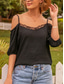 cheap Plain Tops-Women&#039;s Camisole Tank Top Solid Color Daily Casual Half Sleeve Strap Regular Tops Daily Lace Patchwork Black Red Brown Green Summer
