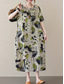 cheap Print Cotton &amp; Linen Dresses-Women&#039;s Maxi Dress Summer Dress Casual Daily Regular Fit Graphic Short Sleeve Crew Neck Gray Summer