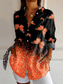 preiswerte Tiere Tops-Damen Hemd Ombre Grafik Schmetterling Täglich Stilvoll Lässig Langarm Hemdkragen Normale Oberteile Täglich Ferien Knöpfe Druck Rosa Blau Purpur Orange Grau Sommer Frühling